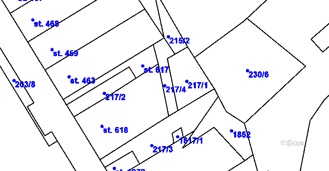 Parcela st. 217/4 v KÚ Lom u Mostu, Katastrální mapa
