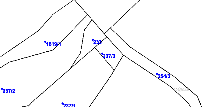 Parcela st. 237/3 v KÚ Lom u Mostu, Katastrální mapa