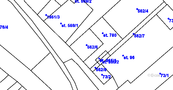 Parcela st. 562/6 v KÚ Lom u Mostu, Katastrální mapa