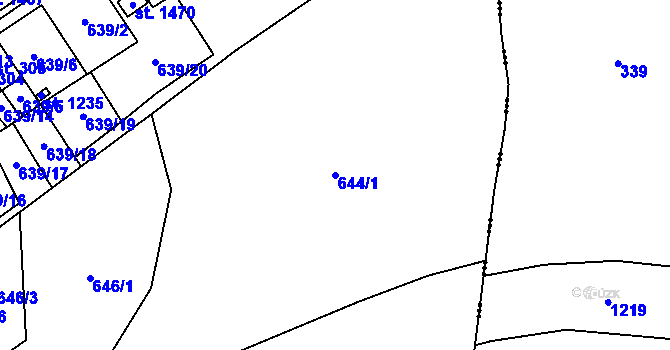 Parcela st. 644/1 v KÚ Lom u Mostu, Katastrální mapa