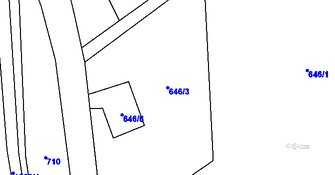 Parcela st. 646/3 v KÚ Lom u Mostu, Katastrální mapa