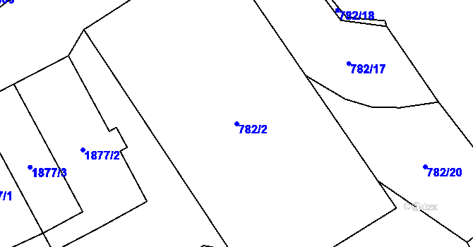 Parcela st. 782/2 v KÚ Lom u Mostu, Katastrální mapa