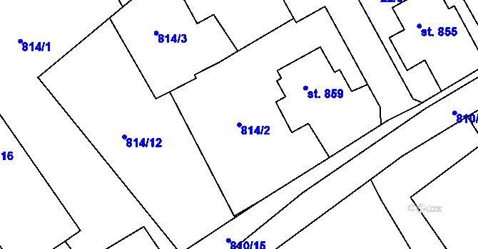 Parcela st. 814/2 v KÚ Lom u Mostu, Katastrální mapa