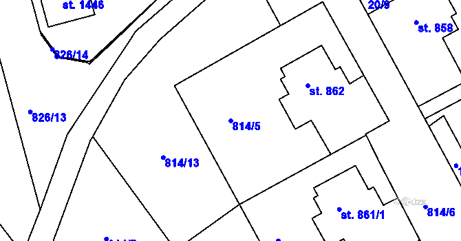 Parcela st. 814/5 v KÚ Lom u Mostu, Katastrální mapa