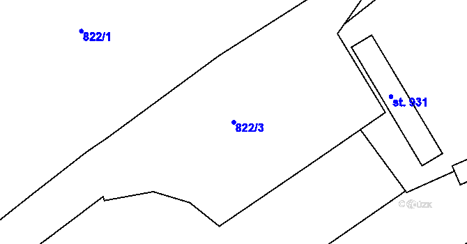 Parcela st. 822/3 v KÚ Lom u Mostu, Katastrální mapa