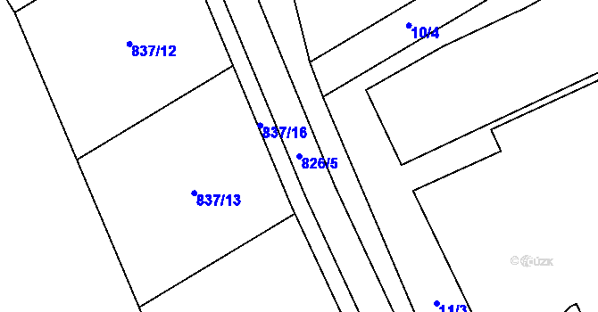 Parcela st. 826/5 v KÚ Lom u Mostu, Katastrální mapa