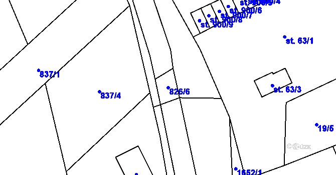 Parcela st. 826/6 v KÚ Lom u Mostu, Katastrální mapa