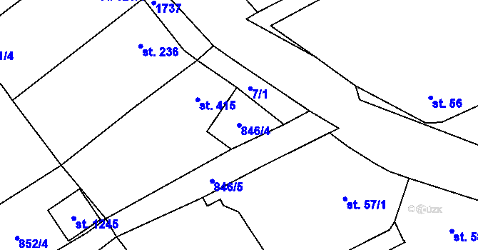 Parcela st. 846/4 v KÚ Lom u Mostu, Katastrální mapa