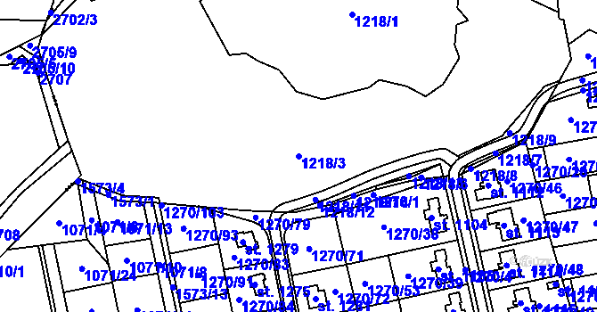 Parcela st. 1218/3 v KÚ Lom u Mostu, Katastrální mapa