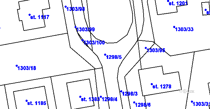 Parcela st. 1298/5 v KÚ Lom u Mostu, Katastrální mapa