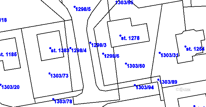 Parcela st. 1298/6 v KÚ Lom u Mostu, Katastrální mapa