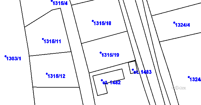 Parcela st. 1315/19 v KÚ Lom u Mostu, Katastrální mapa