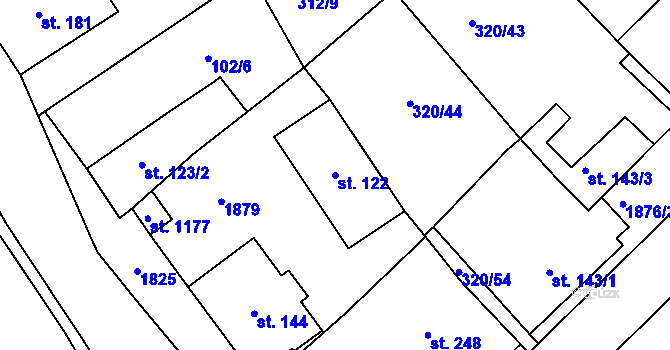 Parcela st. 122 v KÚ Lom u Mostu, Katastrální mapa