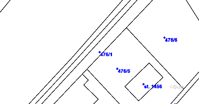 Parcela st. 476/1 v KÚ Lom u Mostu, Katastrální mapa