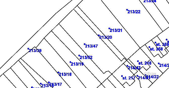 Parcela st. 213/47 v KÚ Lom u Mostu, Katastrální mapa