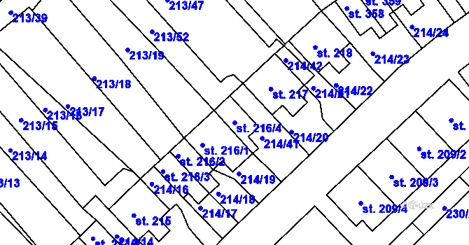 Parcela st. 216/4 v KÚ Lom u Mostu, Katastrální mapa