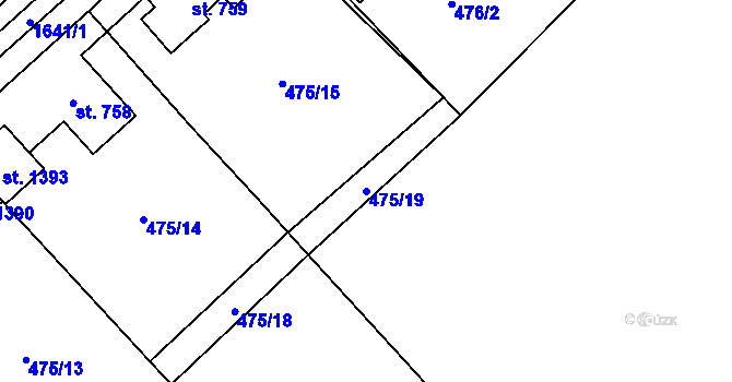 Parcela st. 475/19 v KÚ Lom u Mostu, Katastrální mapa