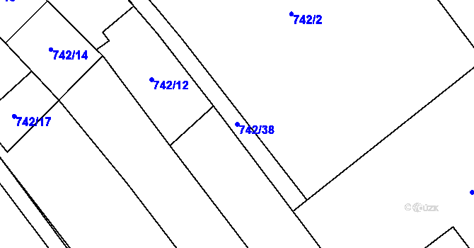 Parcela st. 742/38 v KÚ Lom u Mostu, Katastrální mapa