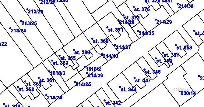 Parcela st. 214/40 v KÚ Lom u Mostu, Katastrální mapa