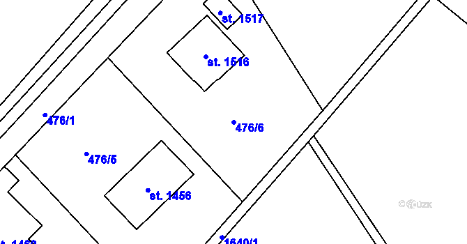Parcela st. 476/6 v KÚ Lom u Mostu, Katastrální mapa