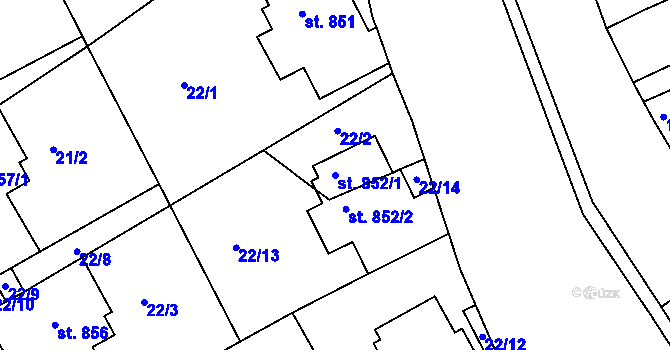 Parcela st. 852/1 v KÚ Lom u Mostu, Katastrální mapa