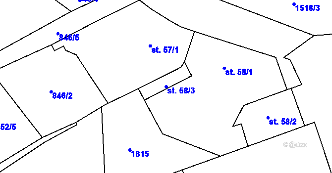 Parcela st. 58/3 v KÚ Lom u Mostu, Katastrální mapa