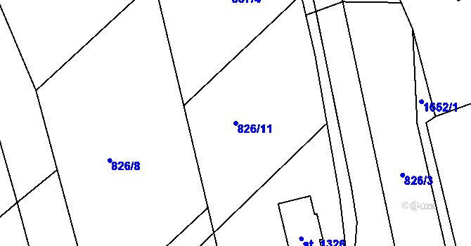 Parcela st. 826/11 v KÚ Lom u Mostu, Katastrální mapa
