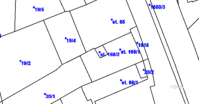 Parcela st. 168/2 v KÚ Lom u Mostu, Katastrální mapa