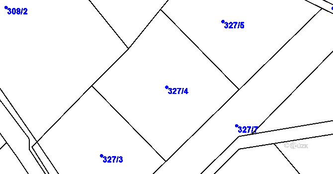Parcela st. 327/4 v KÚ Lom u Mostu, Katastrální mapa