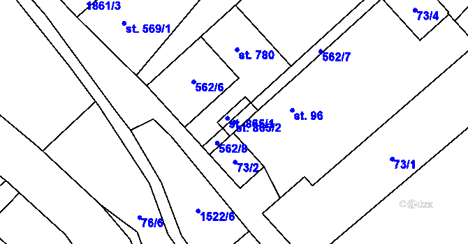 Parcela st. 865/2 v KÚ Lom u Mostu, Katastrální mapa