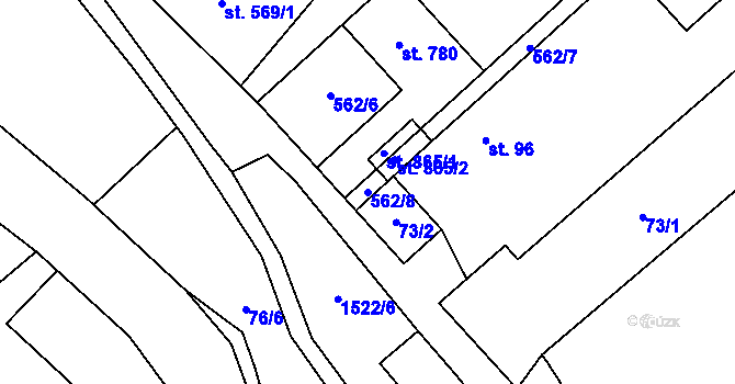 Parcela st. 562/8 v KÚ Lom u Mostu, Katastrální mapa