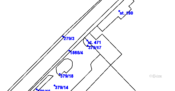 Parcela st. 379/17 v KÚ Lom u Mostu, Katastrální mapa