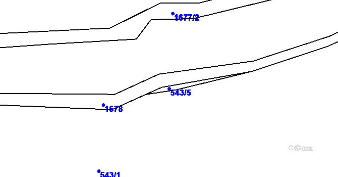 Parcela st. 543/5 v KÚ Lom u Mostu, Katastrální mapa