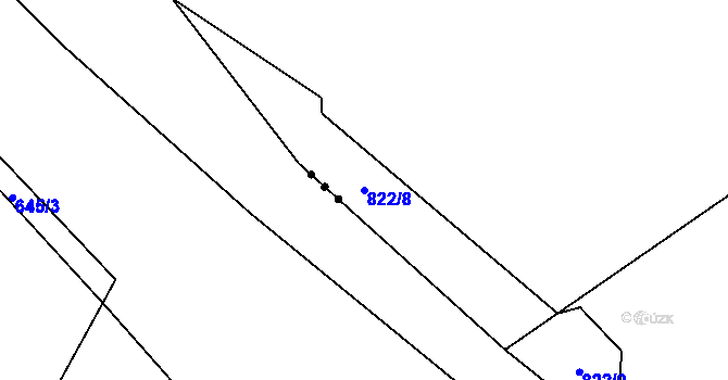 Parcela st. 822/8 v KÚ Lom u Mostu, Katastrální mapa