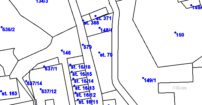 Parcela st. 79 v KÚ Loučná u Lomu, Katastrální mapa