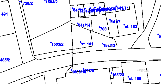 Parcela st. 101 v KÚ Loučná u Lomu, Katastrální mapa