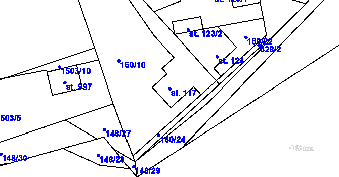 Parcela st. 117 v KÚ Loučná u Lomu, Katastrální mapa