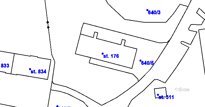 Parcela st. 176 v KÚ Loučná u Lomu, Katastrální mapa