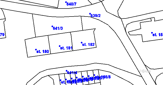 Parcela st. 182 v KÚ Loučná u Lomu, Katastrální mapa