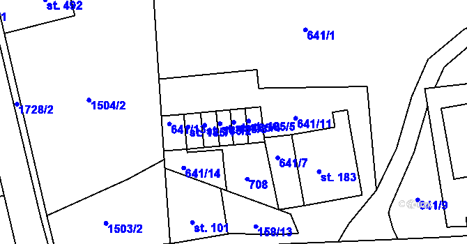 Parcela st. 185/4 v KÚ Loučná u Lomu, Katastrální mapa