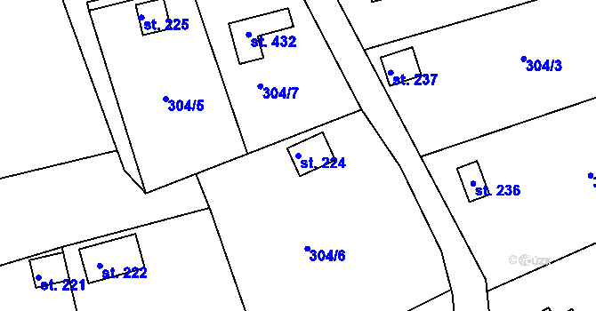 Parcela st. 224 v KÚ Loučná u Lomu, Katastrální mapa