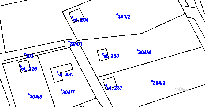 Parcela st. 238 v KÚ Loučná u Lomu, Katastrální mapa