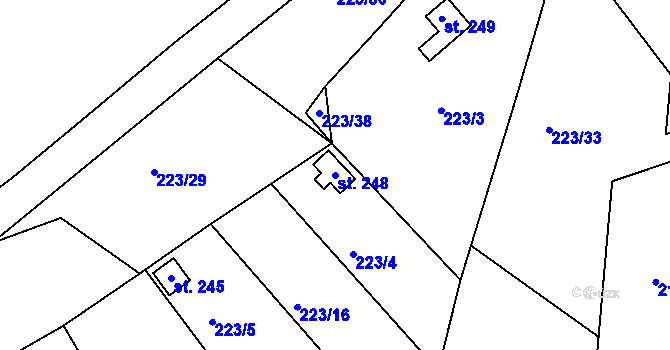 Parcela st. 248 v KÚ Loučná u Lomu, Katastrální mapa