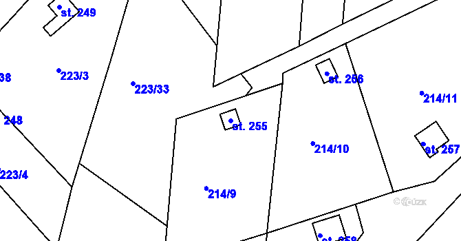 Parcela st. 255 v KÚ Loučná u Lomu, Katastrální mapa