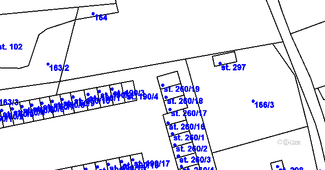 Parcela st. 260/19 v KÚ Loučná u Lomu, Katastrální mapa