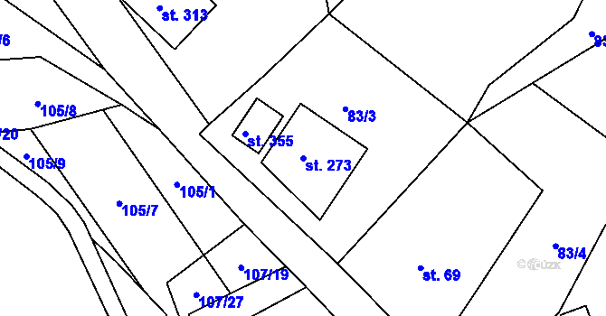 Parcela st. 273 v KÚ Loučná u Lomu, Katastrální mapa