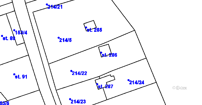 Parcela st. 286 v KÚ Loučná u Lomu, Katastrální mapa