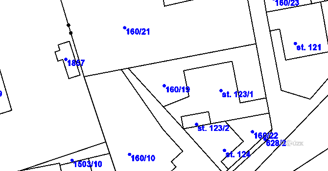 Parcela st. 160/19 v KÚ Loučná u Lomu, Katastrální mapa