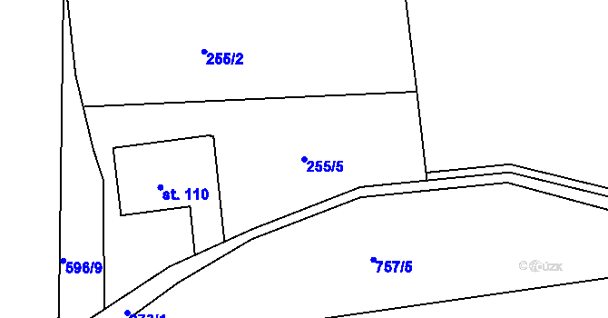 Parcela st. 255/5 v KÚ Loučná u Lomu, Katastrální mapa