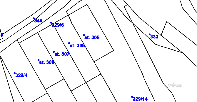 Parcela st. 329/10 v KÚ Loučná u Lomu, Katastrální mapa